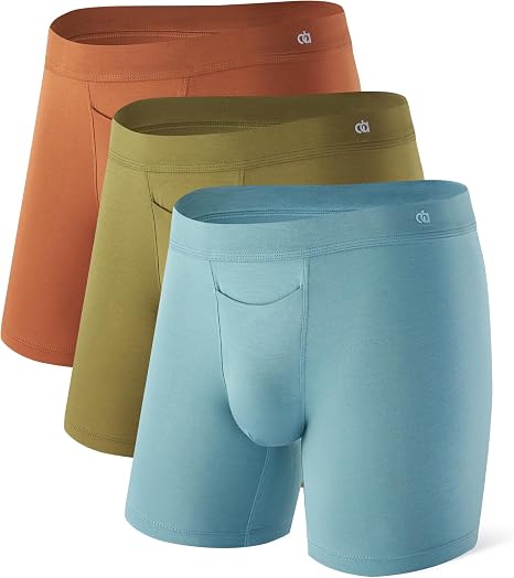 Men’s Boxer Briefs with Covered Waistband & Horizontal Fly, Breathable Underwear, Moisture-Wicking, 3-Pack
