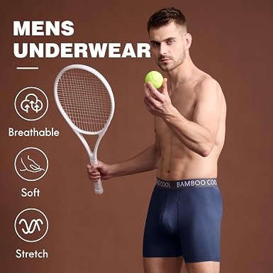 BAMBOO COOL Men's Ultra Breathable Underwear,No Riding Up Boxer Briefs with ComfortFlexible Waistband,Multipack