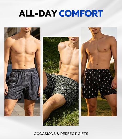 Natural Feelings Classic Boxers Shorts Cotton Woven Mens Underwear Boxers Pack