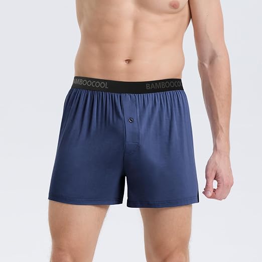 BAMBOO COOL Mens Boxer Shorts Underwear Soft Comfortable Breathable Knit Boxers Short for Men (3 or 5 Pack)