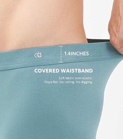 Men’s Boxer Briefs with Covered Waistband & Horizontal Fly, Breathable Underwear, Moisture-Wicking, 3-Pack