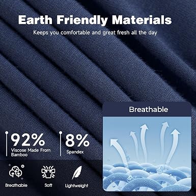 BAMBOO COOL Men's Ultra Breathable Underwear,No Riding Up Boxer Briefs with ComfortFlexible Waistband,Multipack