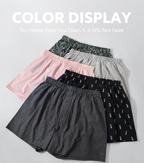 Natural Feelings Classic Boxers Shorts Cotton Woven Mens Underwear Boxers Pack
