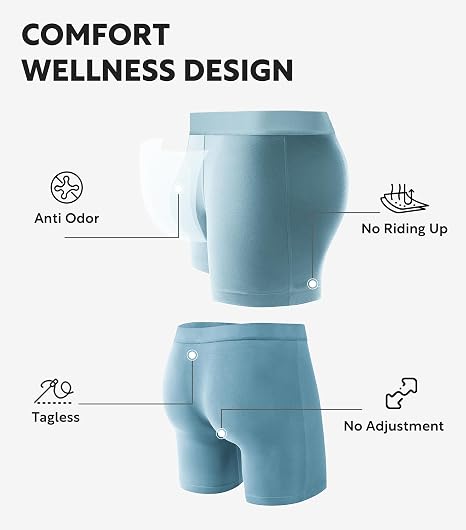 Men’s Boxer Briefs with Covered Waistband & Horizontal Fly, Breathable Underwear, Moisture-Wicking, 3-Pack