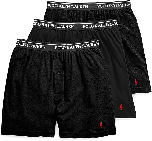 POLO RALPH LAUREN Underwear Boxers Pack, 3-Pack, Classic Fit Cotton Knit Boxer, 100% Cotton Moisture Wicking Boxers