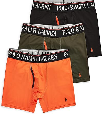 POLO RALPH LAUREN Men's Underwear Boxer Briefs Pack, 3-Pack, 4D Flex Cooling Microfiber Underwear, Wicking Boxer Briefs